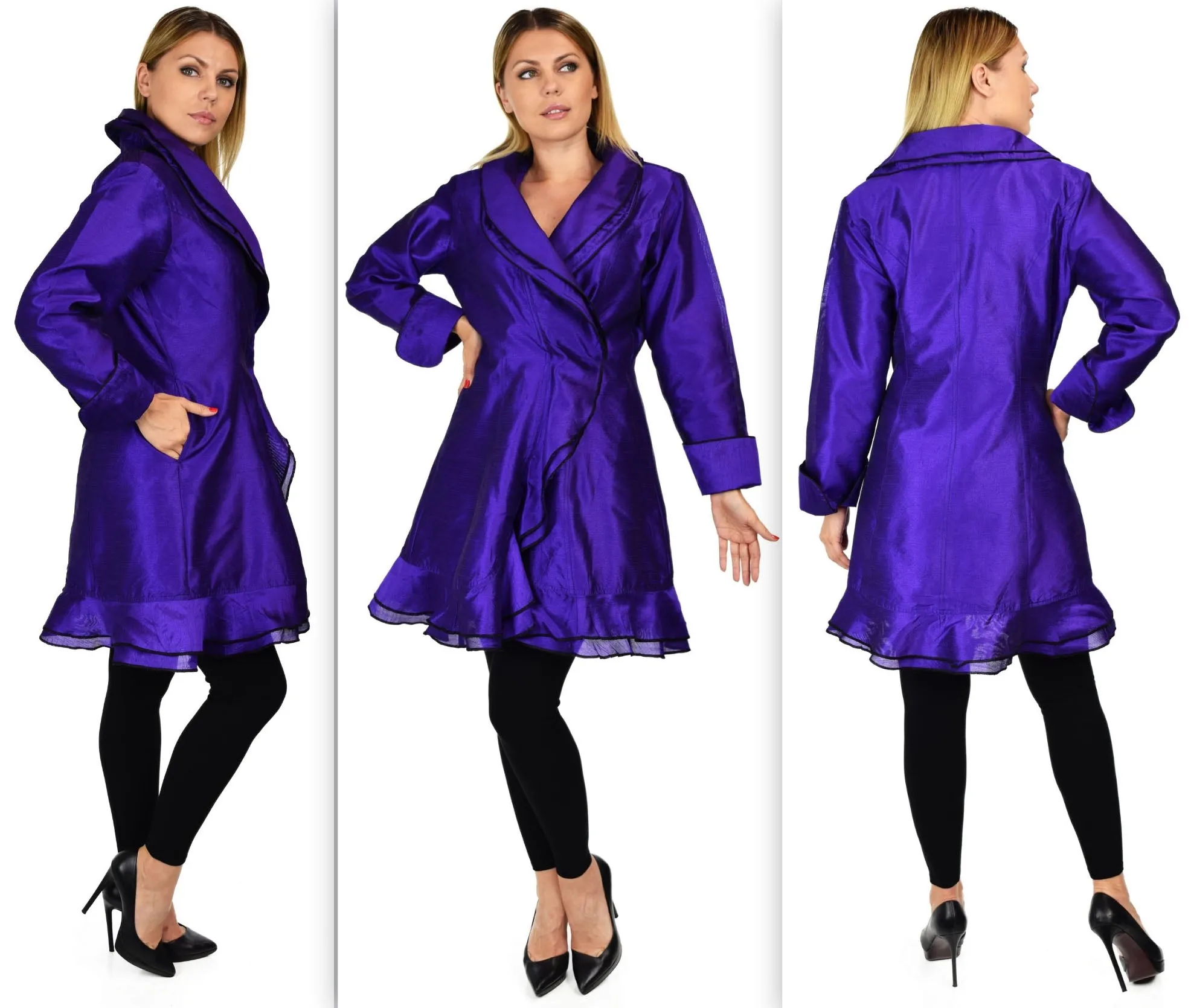 Designer Jacket, Poly Silk Jacket, Women Jacket, Dupioni Silk Blazer Jacket | Regular & Plus Sizes