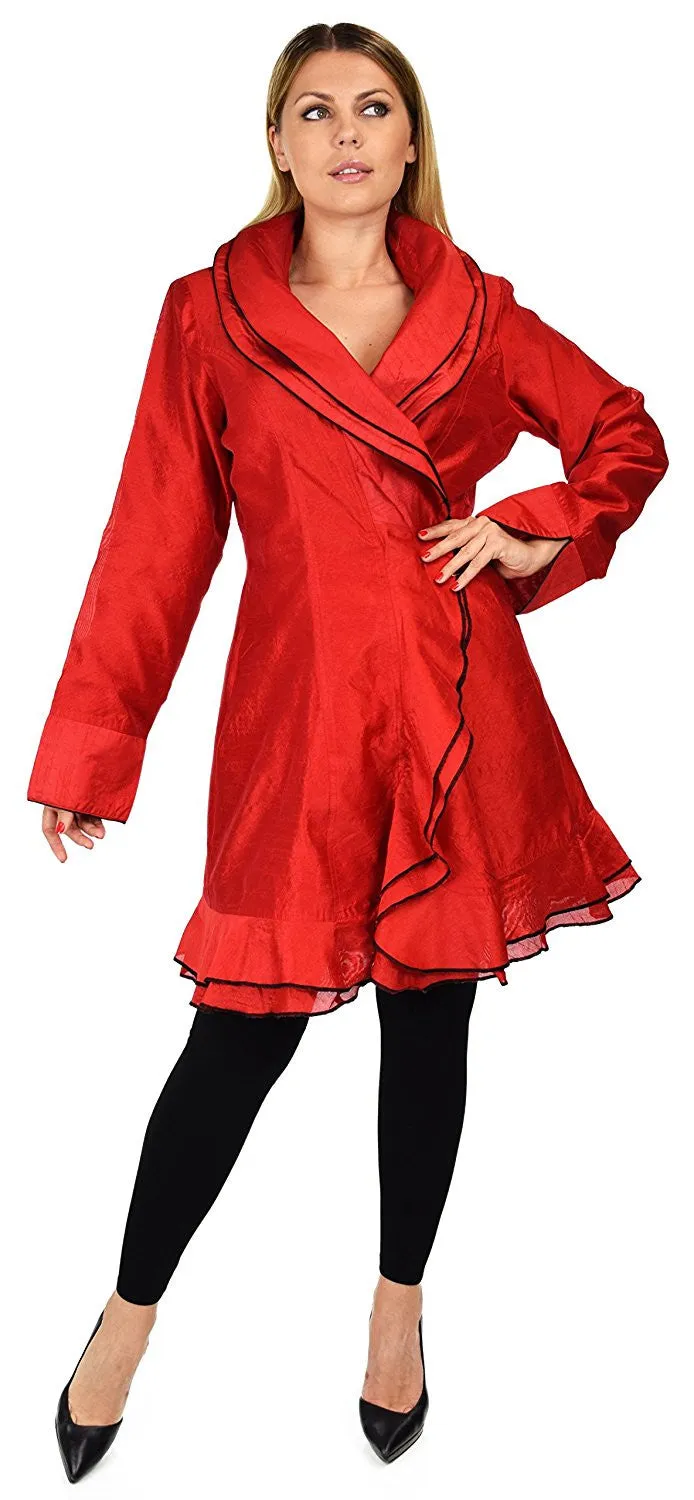 Designer Jacket, Poly Silk Jacket, Women Jacket, Dupioni Silk Blazer Jacket | Regular & Plus Sizes
