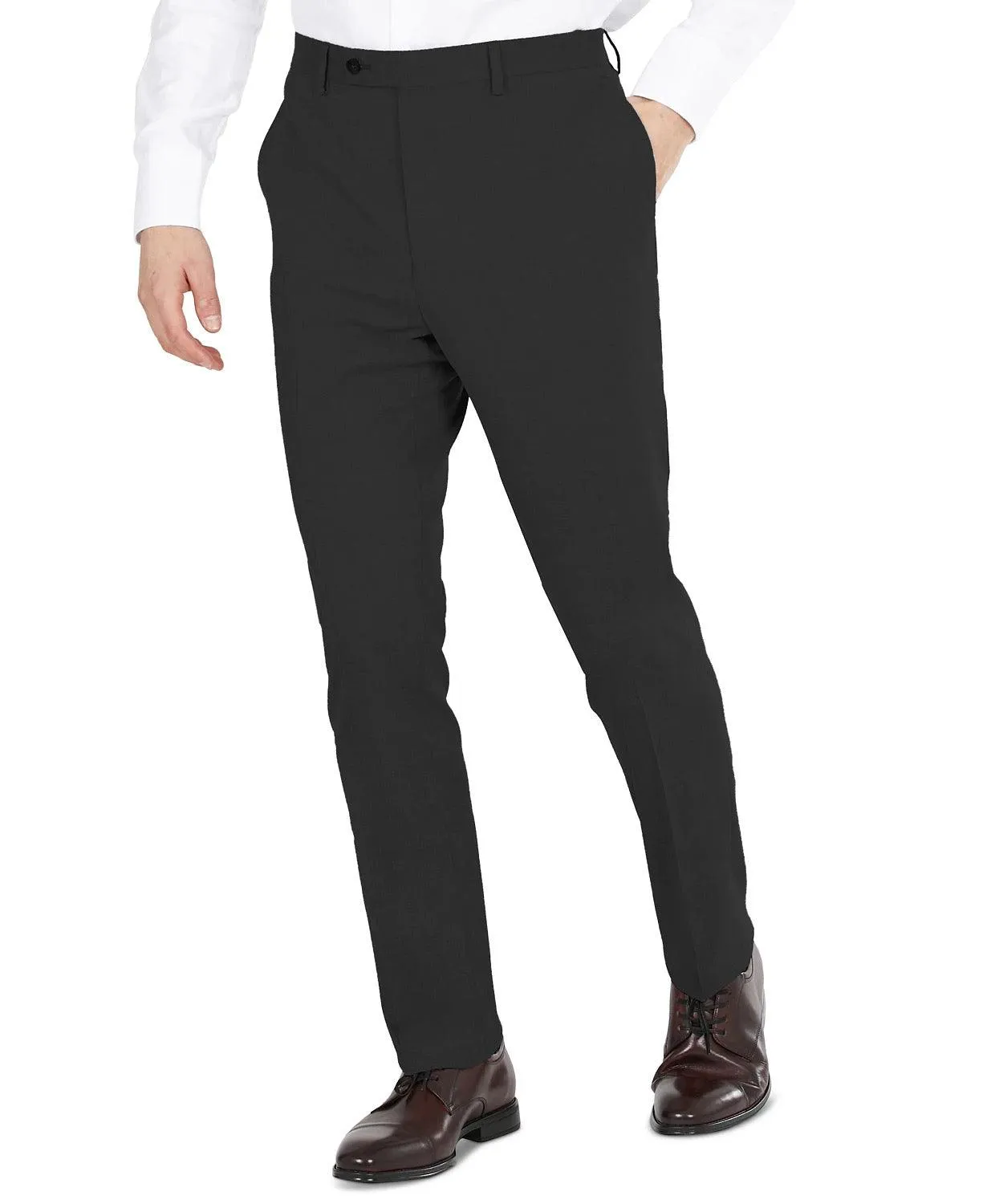 Dkny Mens Modern fit Dress Pants 36 / 30 Black Solid Stretch