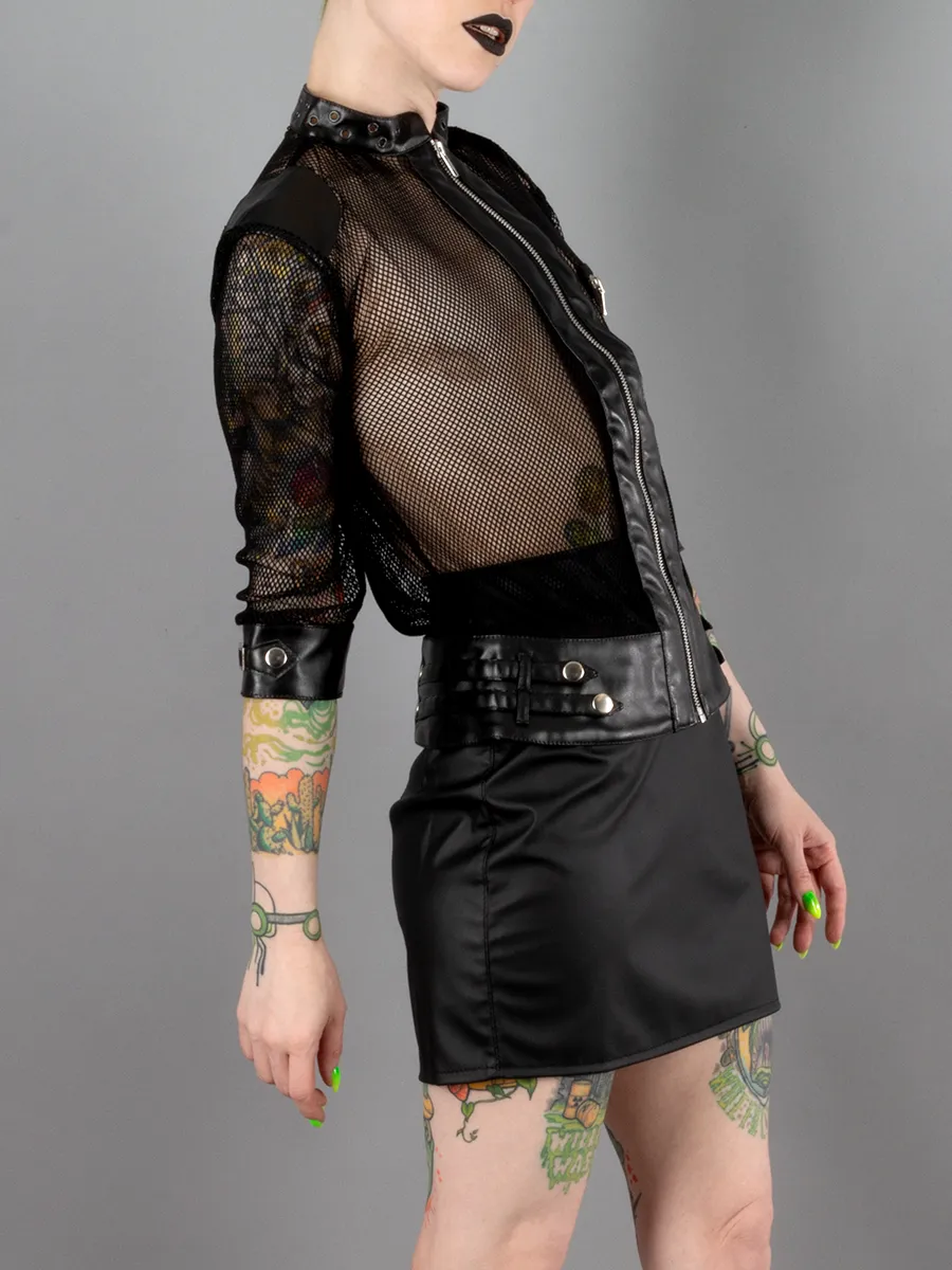Electra Vegan Leather and Fishnet Jacket