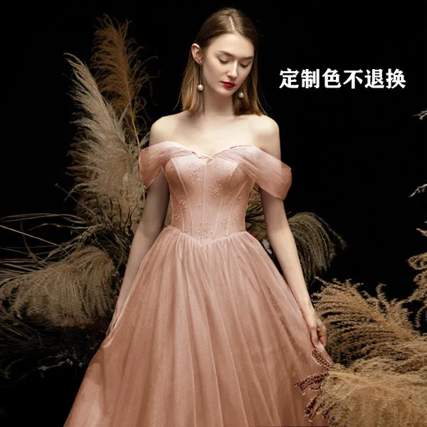 Elegant V-Neck Off Shoulder Evening Ball Gown
