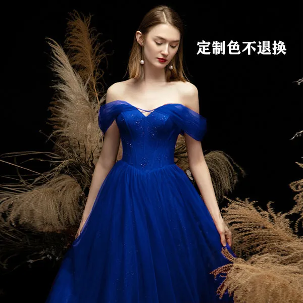 Elegant V-Neck Off Shoulder Evening Ball Gown