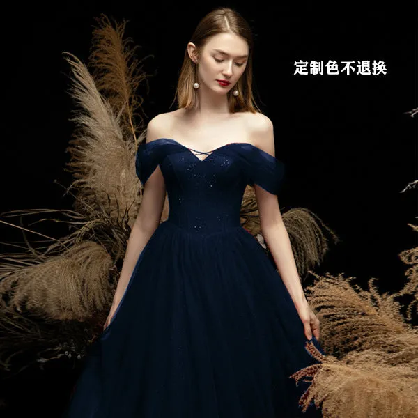 Elegant V-Neck Off Shoulder Evening Ball Gown