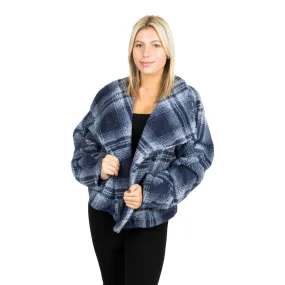 Faux Fur Denim Plaid Cropped Jacket