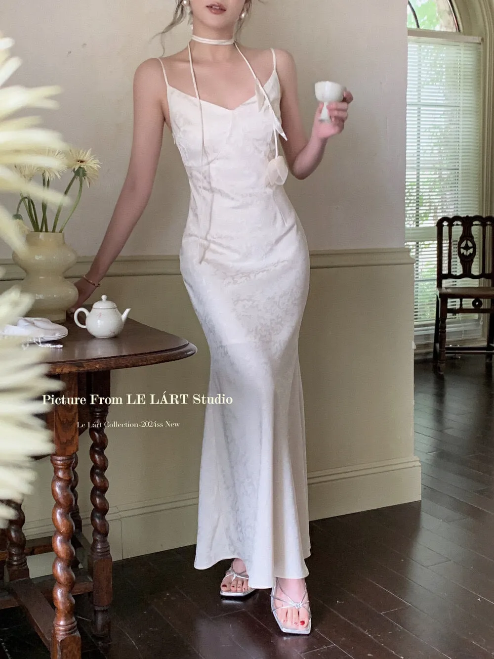 French Slip Dress With Scarf