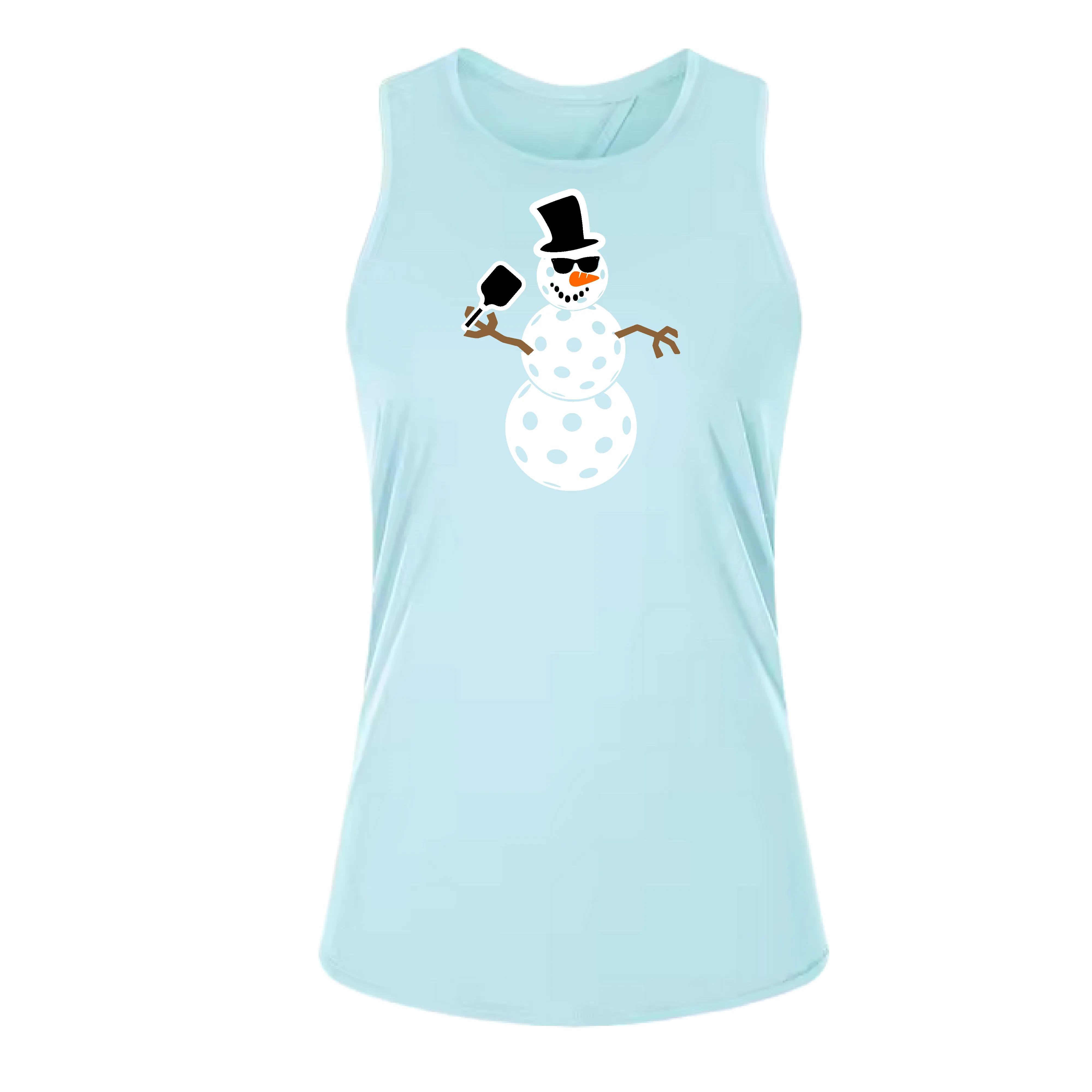 Frosty The Dinking Snowman | Women's Split Back or Tied Back Pickleball Tank | 80/20 Nylon Spandex Mix