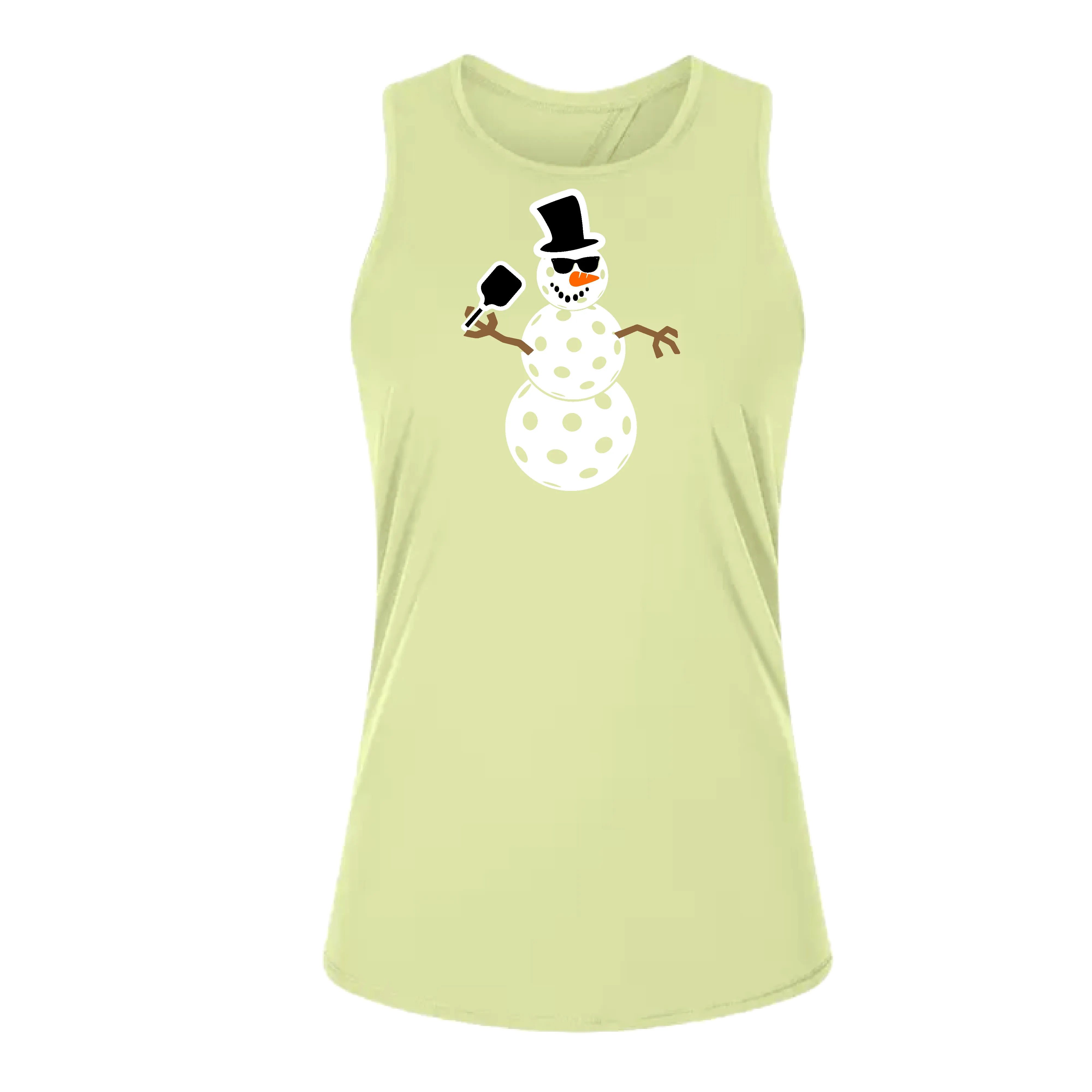 Frosty The Dinking Snowman | Women's Split Back or Tied Back Pickleball Tank | 80/20 Nylon Spandex Mix
