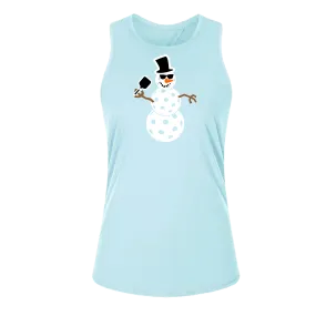 Frosty The Dinking Snowman | Women's Split Back or Tied Back Pickleball Tank | 80/20 Nylon Spandex Mix