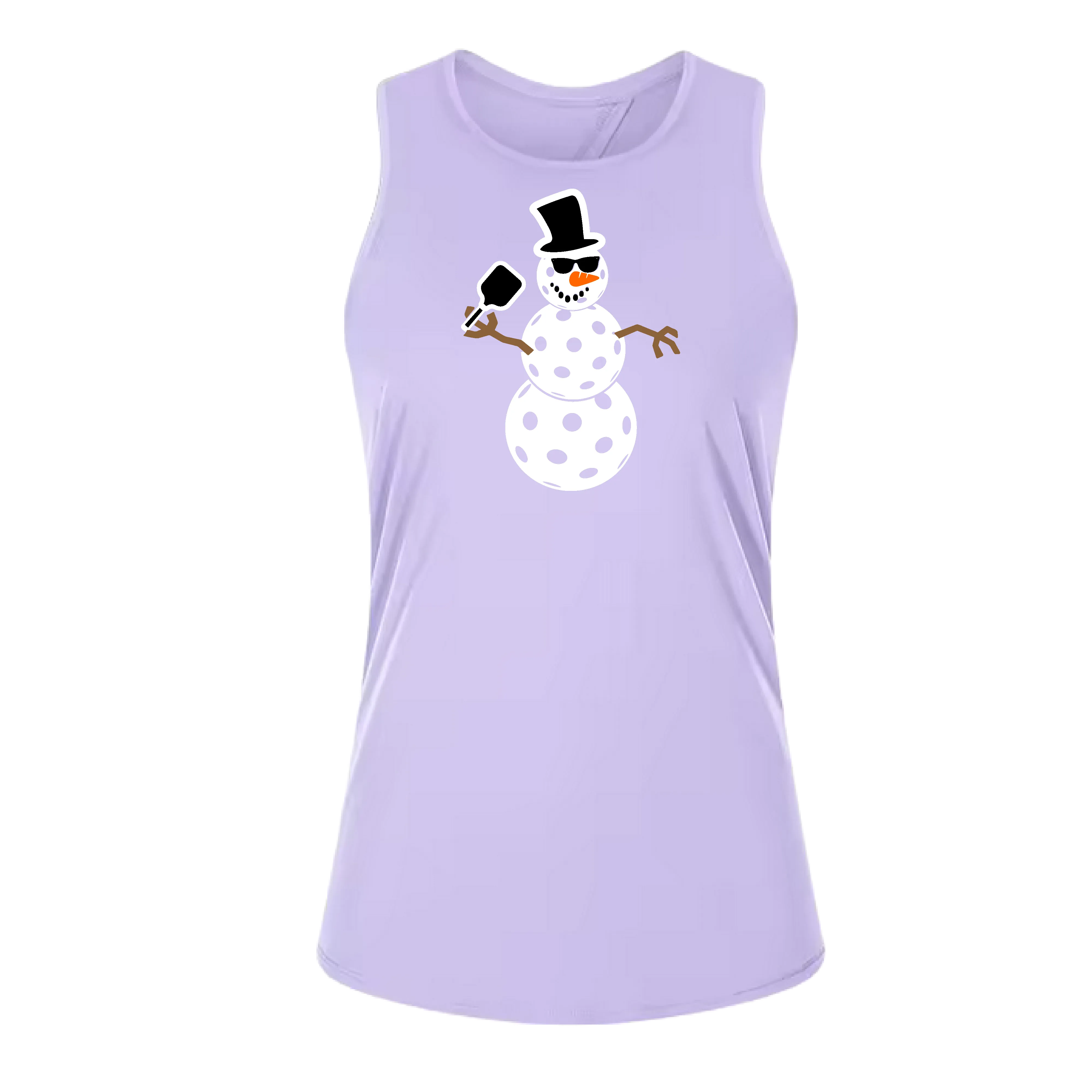 Frosty The Dinking Snowman | Women's Split Back or Tied Back Pickleball Tank | 80/20 Nylon Spandex Mix