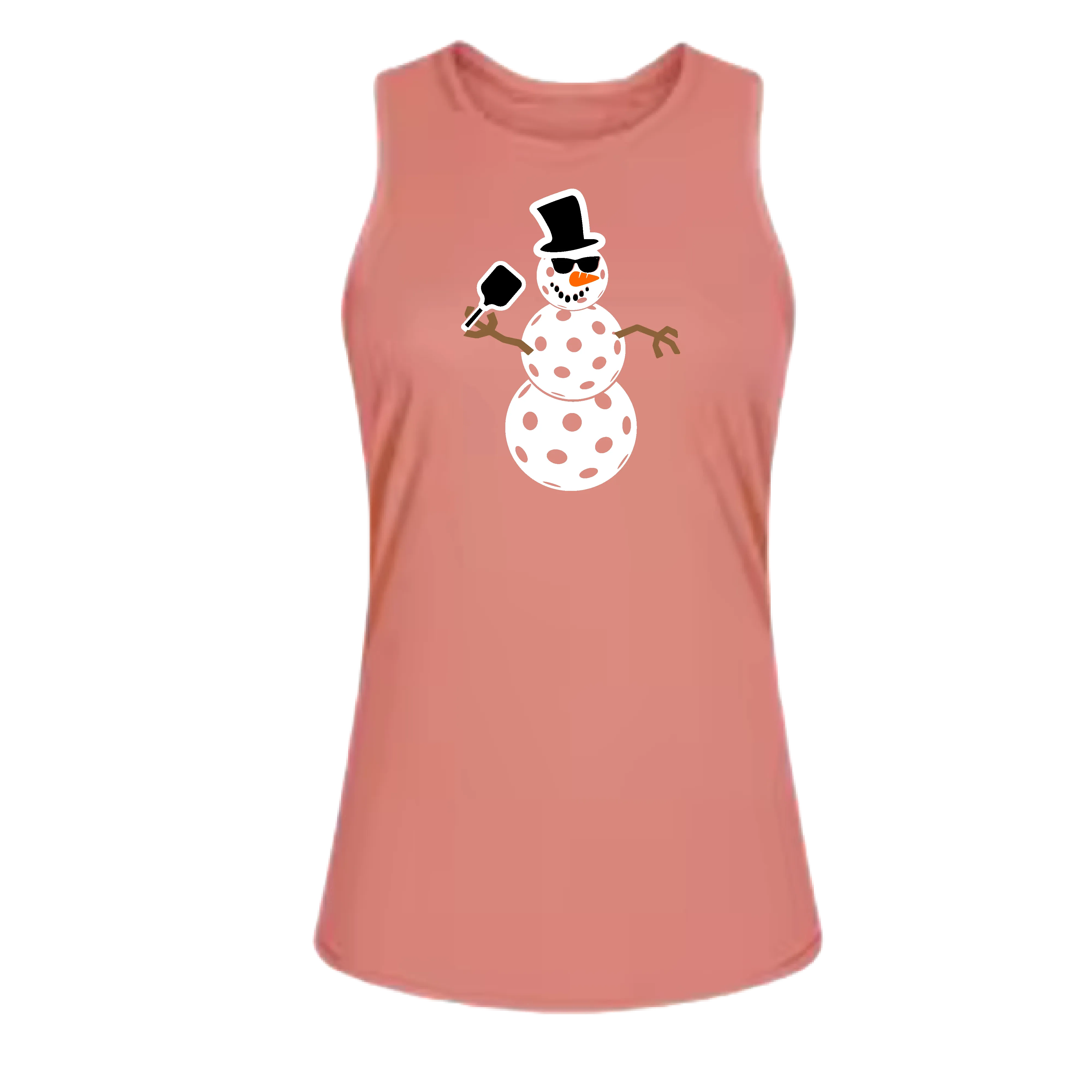 Frosty The Dinking Snowman | Women's Split Back or Tied Back Pickleball Tank | 80/20 Nylon Spandex Mix