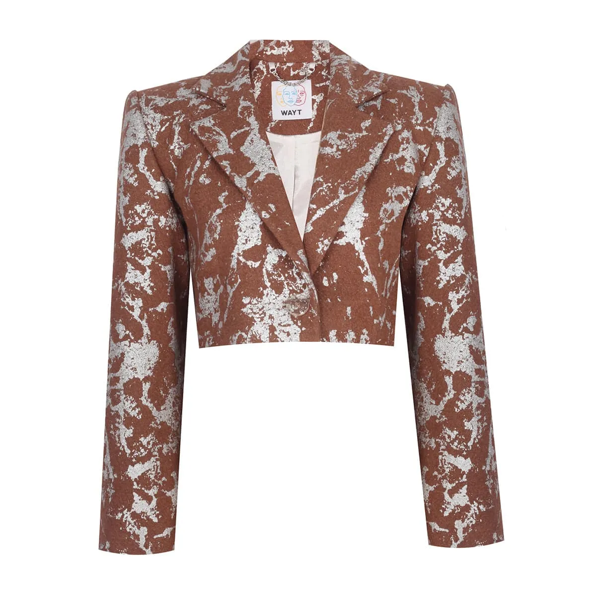 Galaxy Metallic & Brown Cropped Blazer Jacket