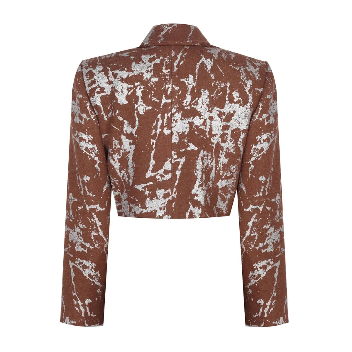 Galaxy Metallic & Brown Cropped Blazer Jacket