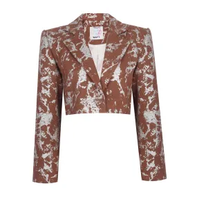 Galaxy Metallic & Brown Cropped Blazer Jacket