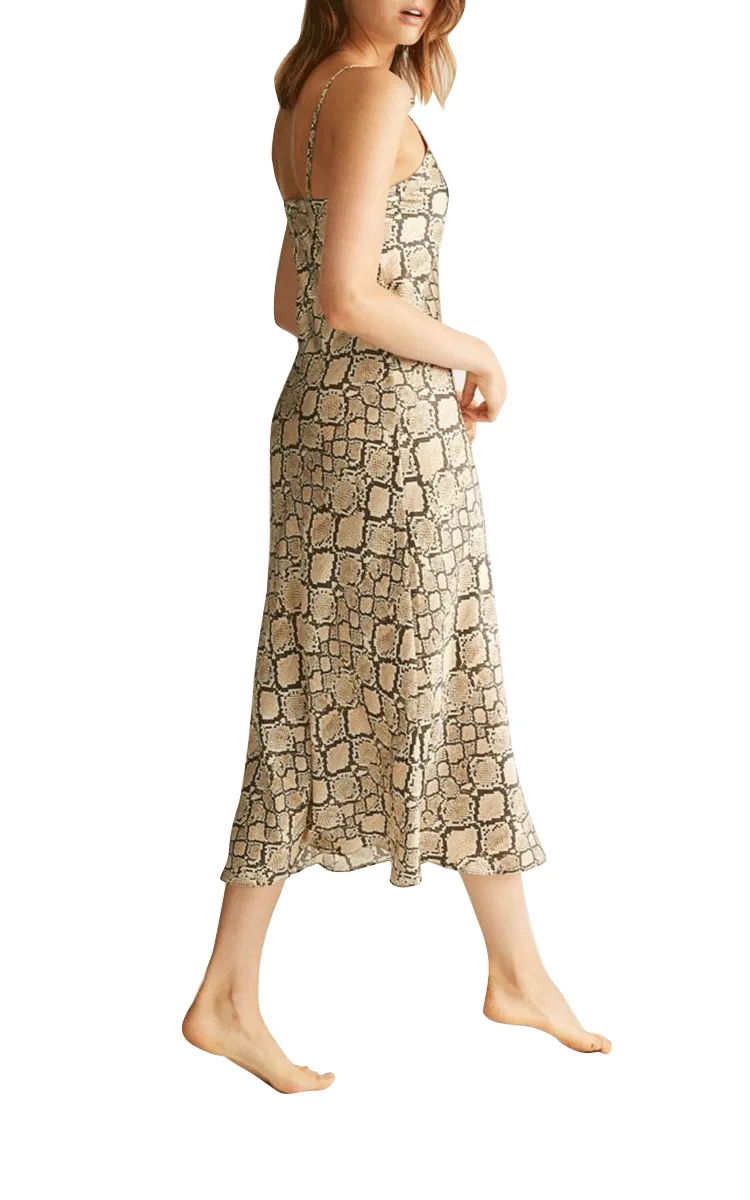 Ginia 100% Silk Nightgown with V Neck In Python Print GPY401 SALE