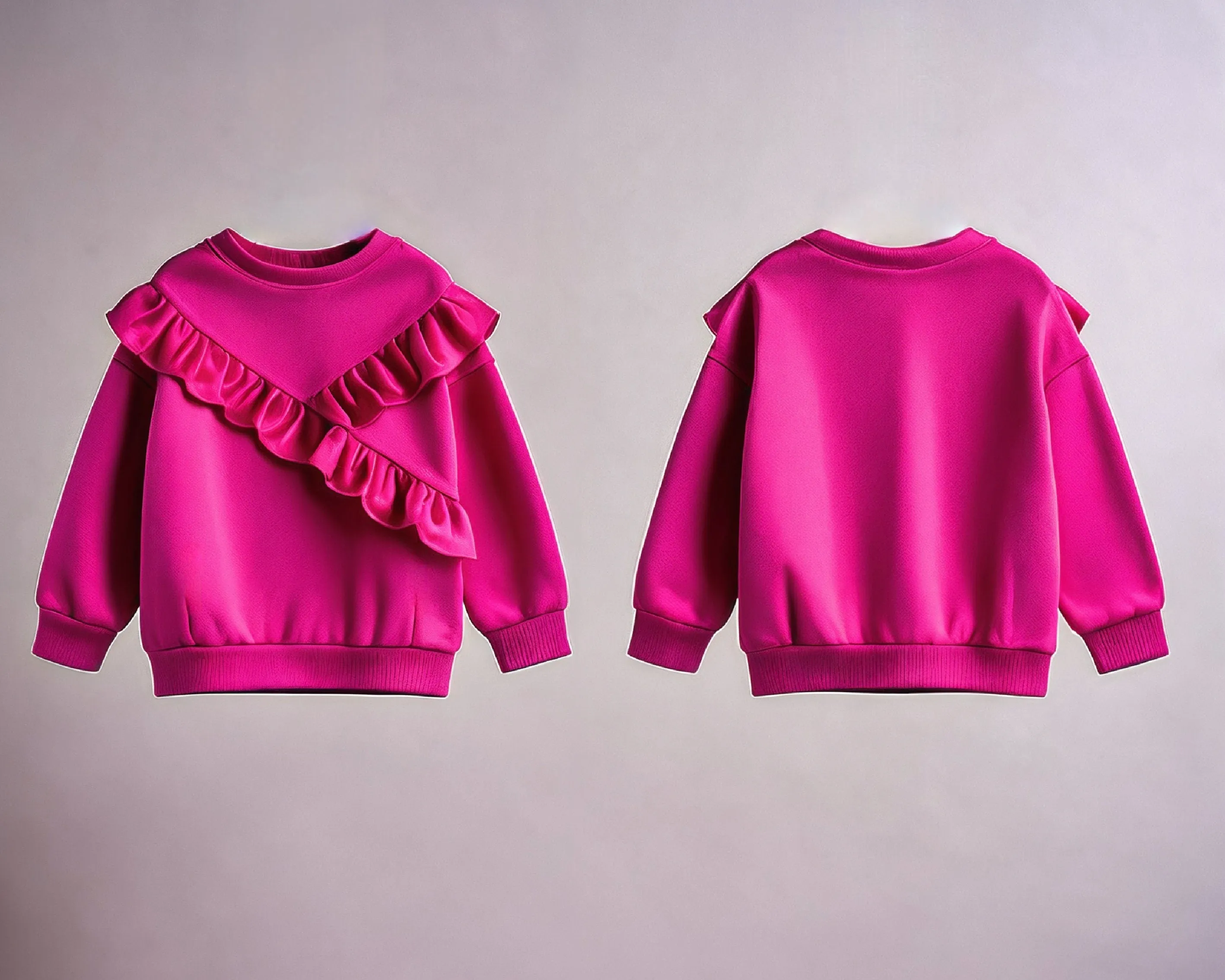 Girls Ruffled Sweatshirt PDF Sewing Pattern, DIY Loose Fit Pullover Top with Frill, Beginner-Friendly Printable Jumper for Kids