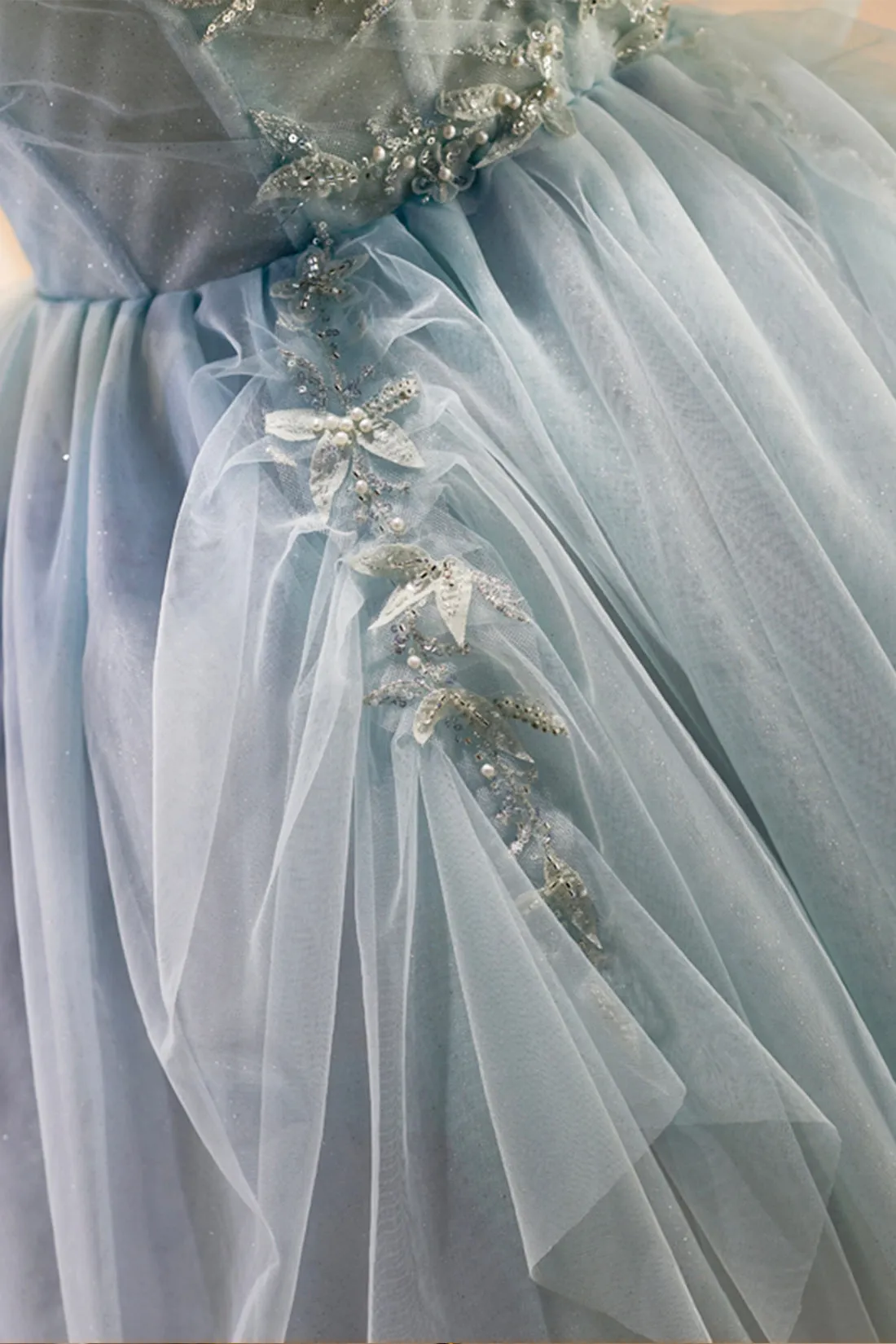 Green Tulle Short A-Line Prom Dress, Off Shoulder Evening Party Dress
