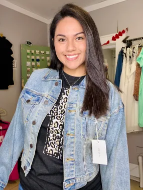 Gwen oversized cropped denim jacket