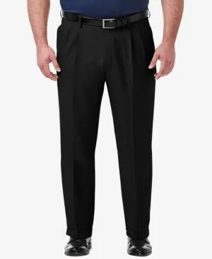 Haggar Mens Classic fit Dress Pants 50 / 32 Black Solid Stretch