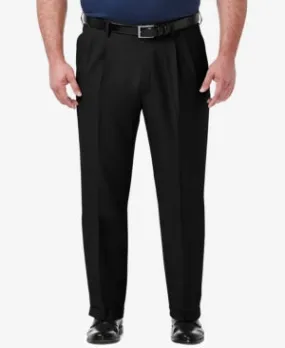 Haggar Mens Classic fit Dress Pants 50 / 32 Black Solid Stretch