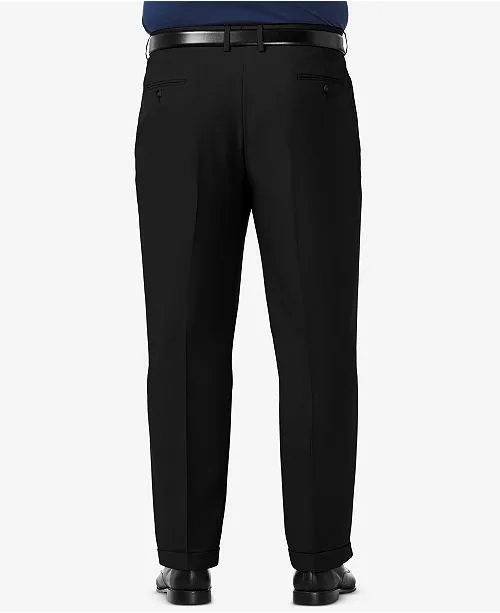 Haggar Mens Classic fit Dress Pants 52 / 30 Black Solid