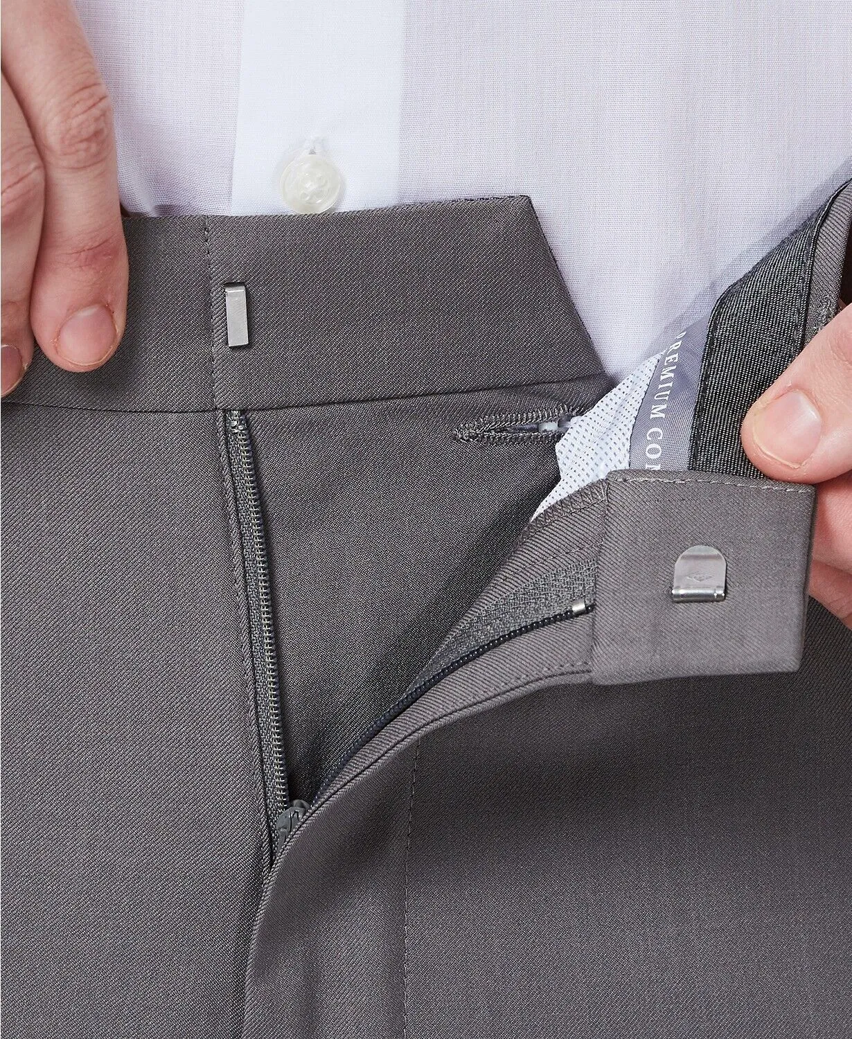 Haggar Mens Slim fit Dress Pants 34 / 32 Grey Solid