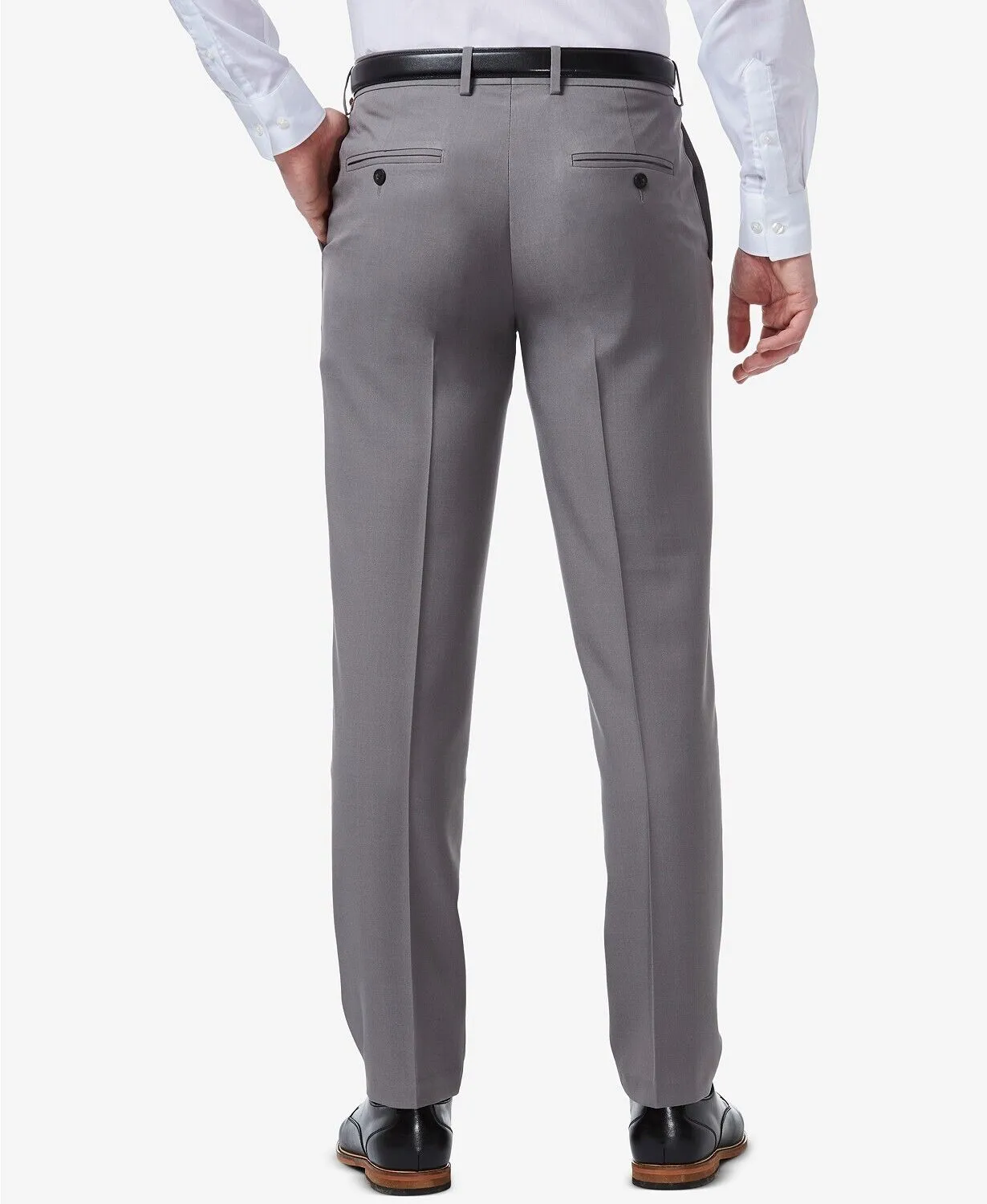 Haggar Mens Slim fit Dress Pants 34 / 32 Grey Solid
