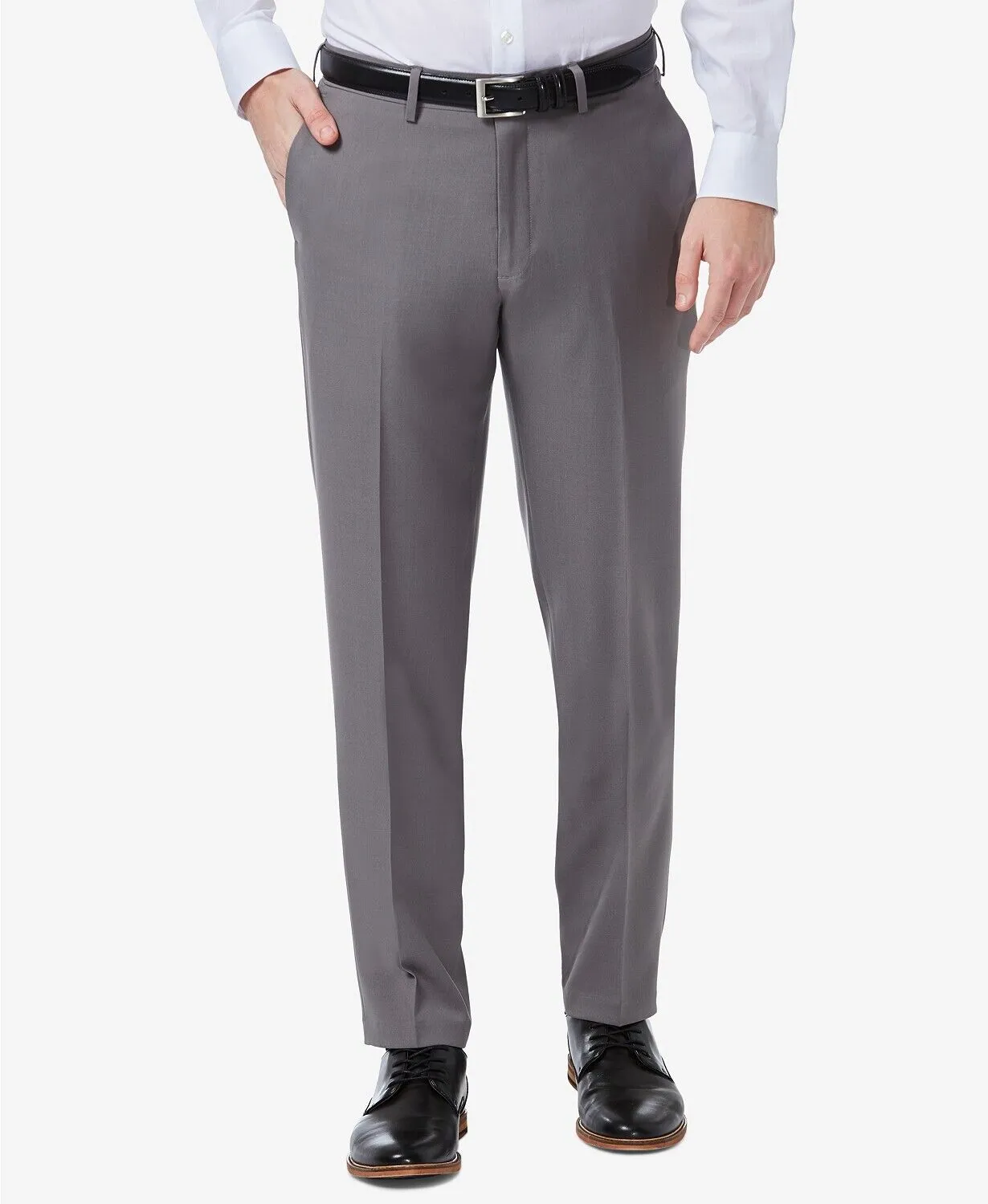 Haggar Mens Slim fit Dress Pants 34 / 32 Grey Solid