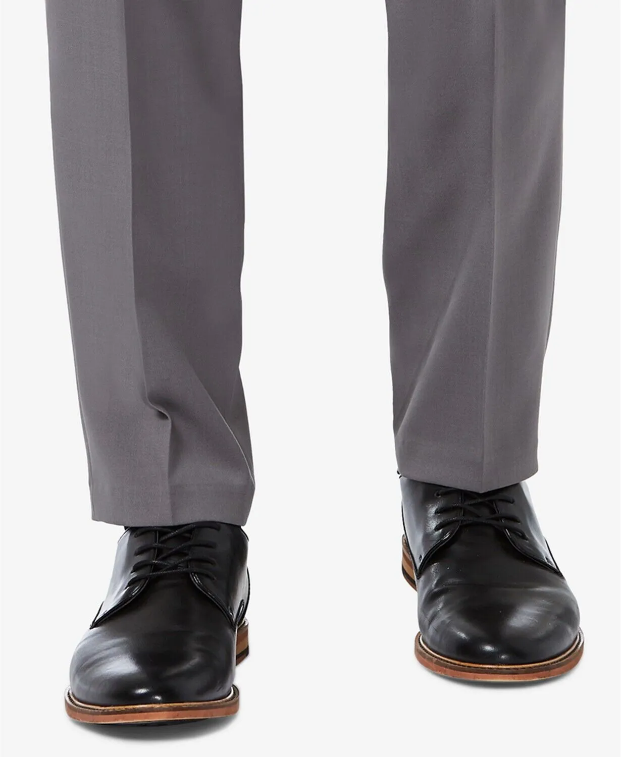 Haggar Mens Slim fit Dress Pants 34 / 32 Grey Solid