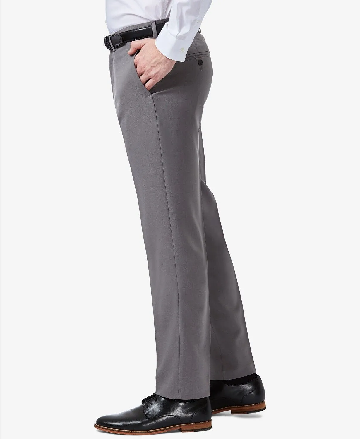 Haggar Mens Slim fit Dress Pants 34 / 32 Grey Solid