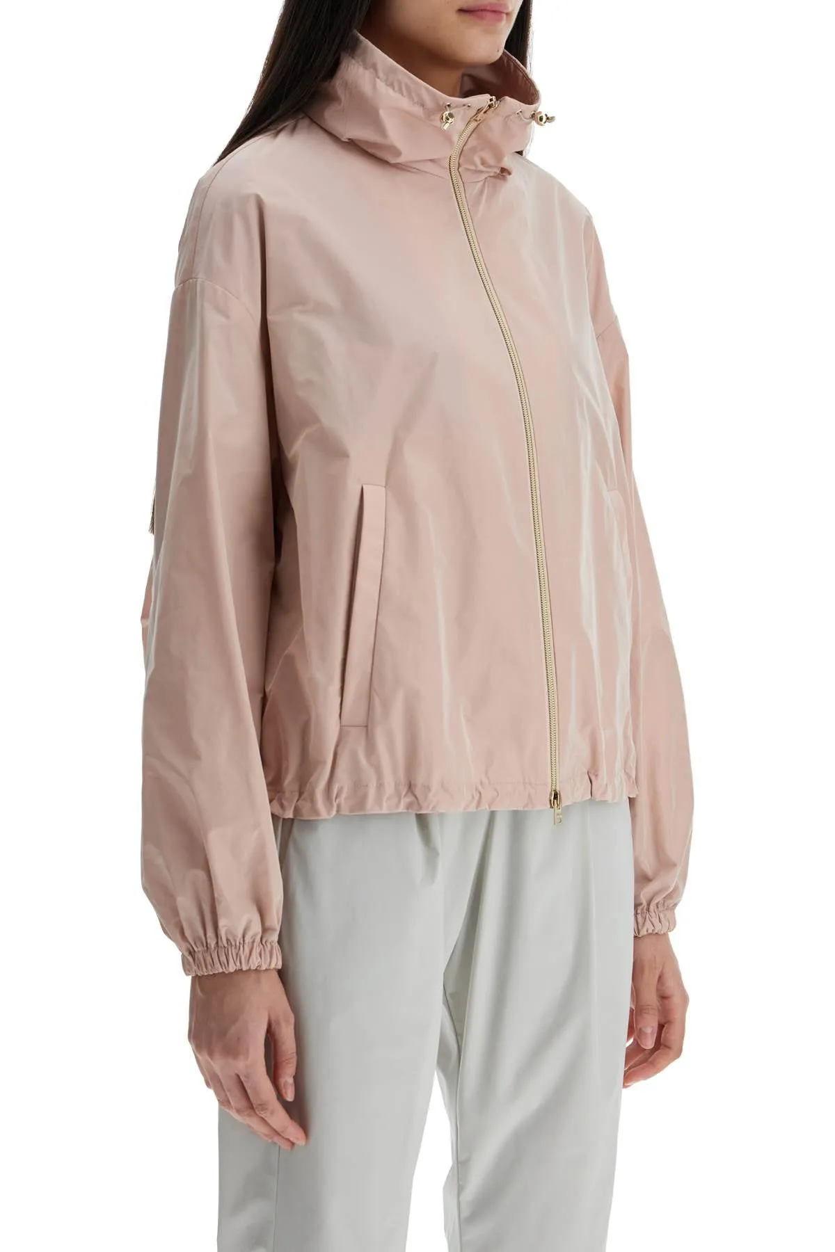 HERNO short pink techno taffeta jacket made in italy