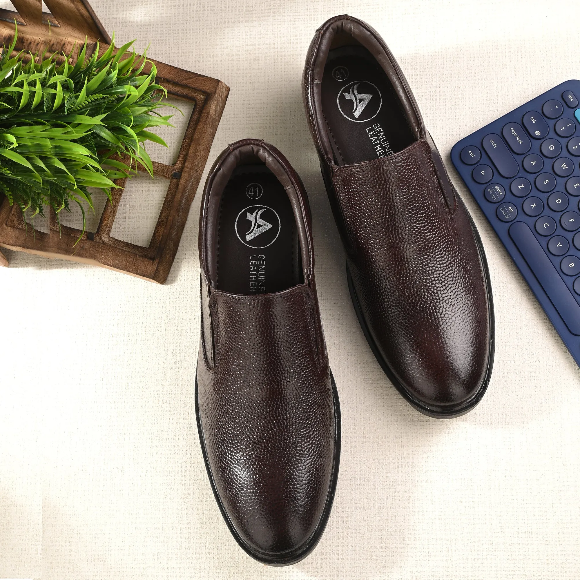 Honed Full Grain Leather Slip Ons