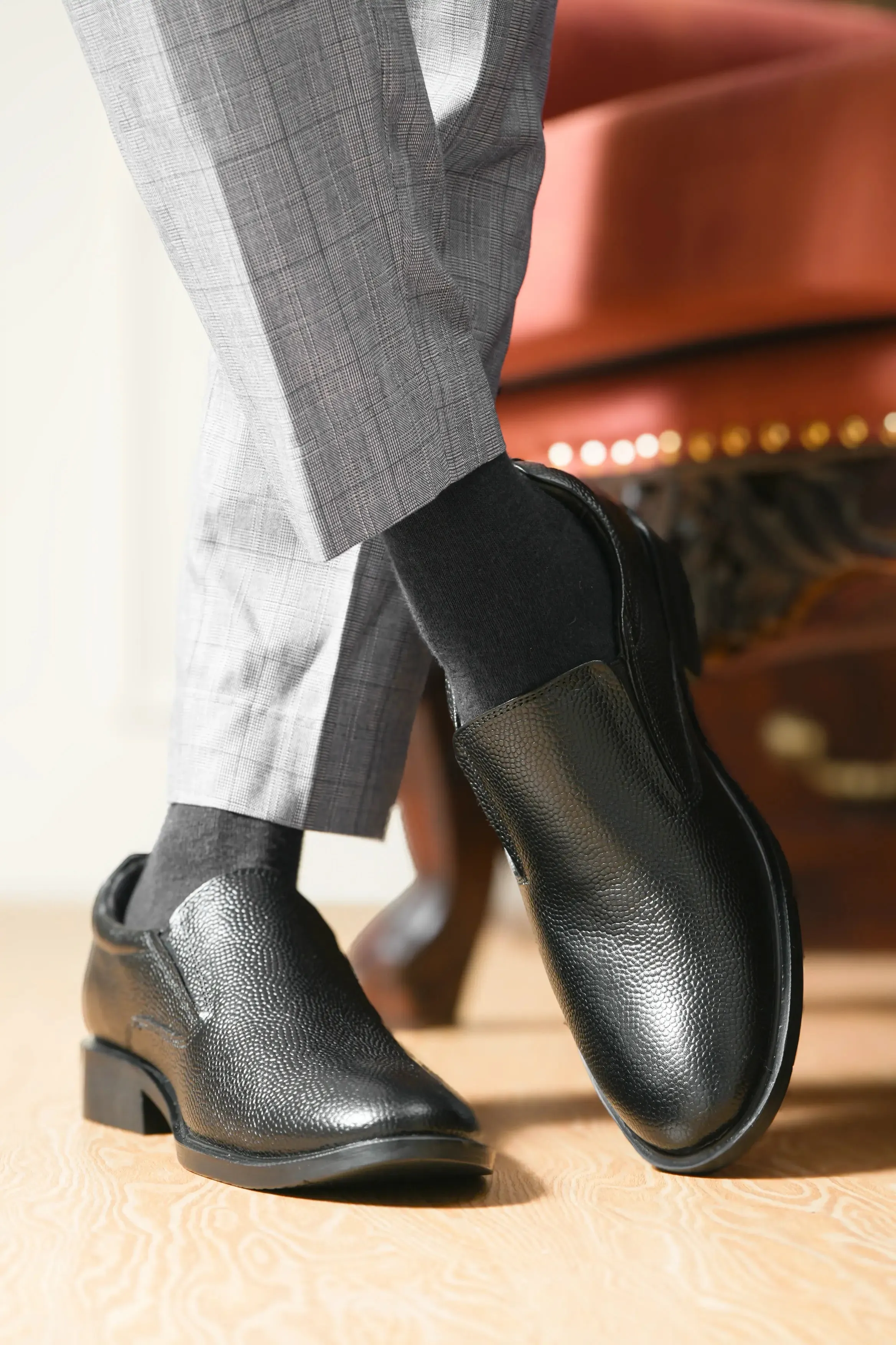 Honed Full Grain Leather Slip Ons