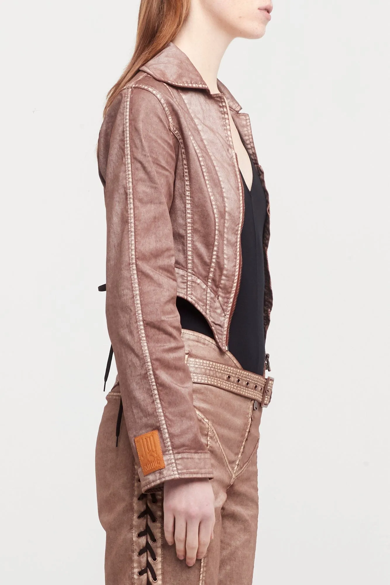 Jean Paul Gaultier X KNWLS Laced Jacket with Topstitched and Branded Patch Details