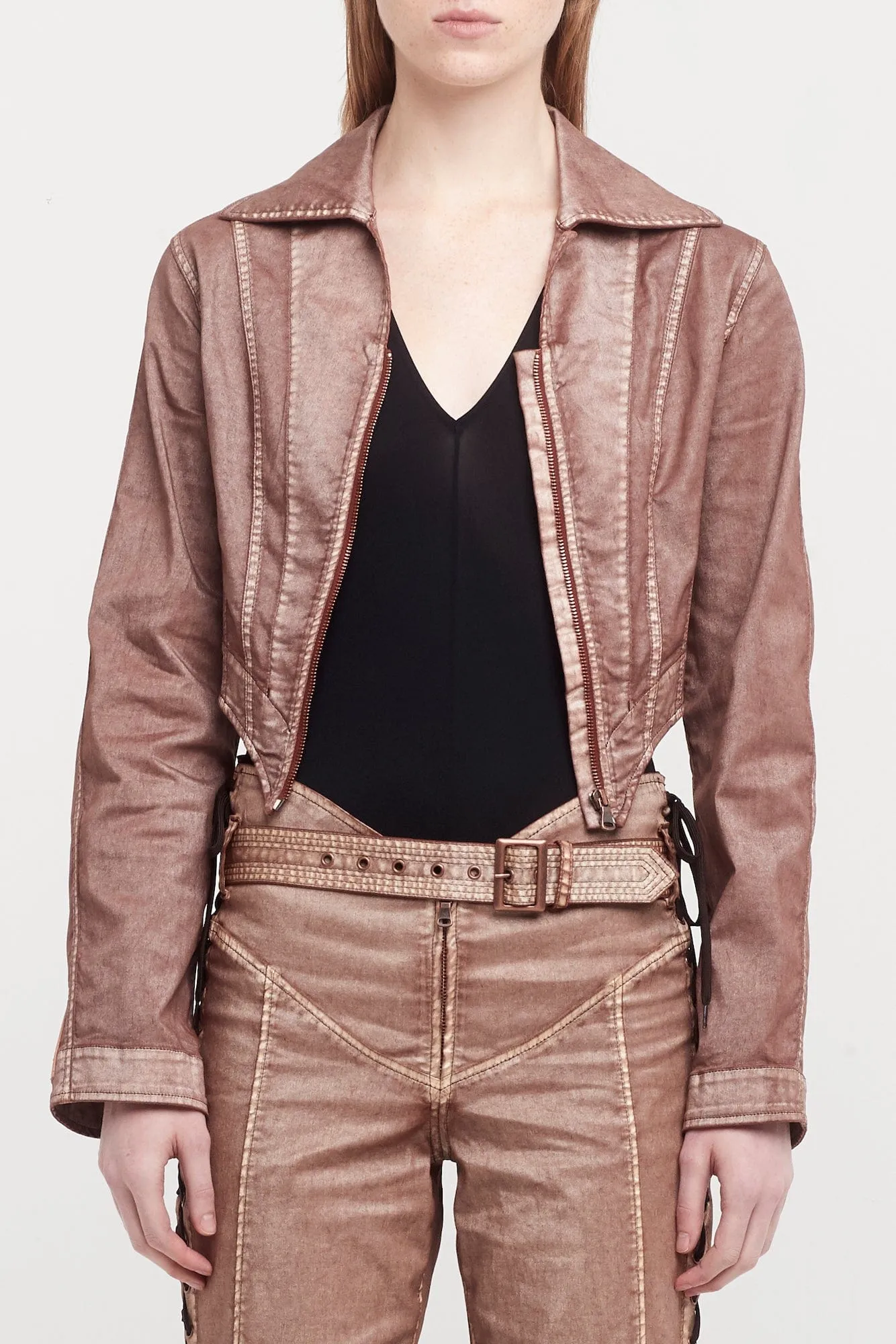 Jean Paul Gaultier X KNWLS Laced Jacket with Topstitched and Branded Patch Details