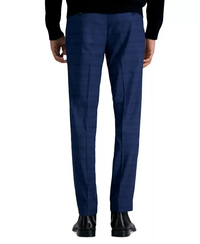 Kenneth Cole Reaction Mens Slim fit Dress Pants 33 / 32 Navy Blue Plaid