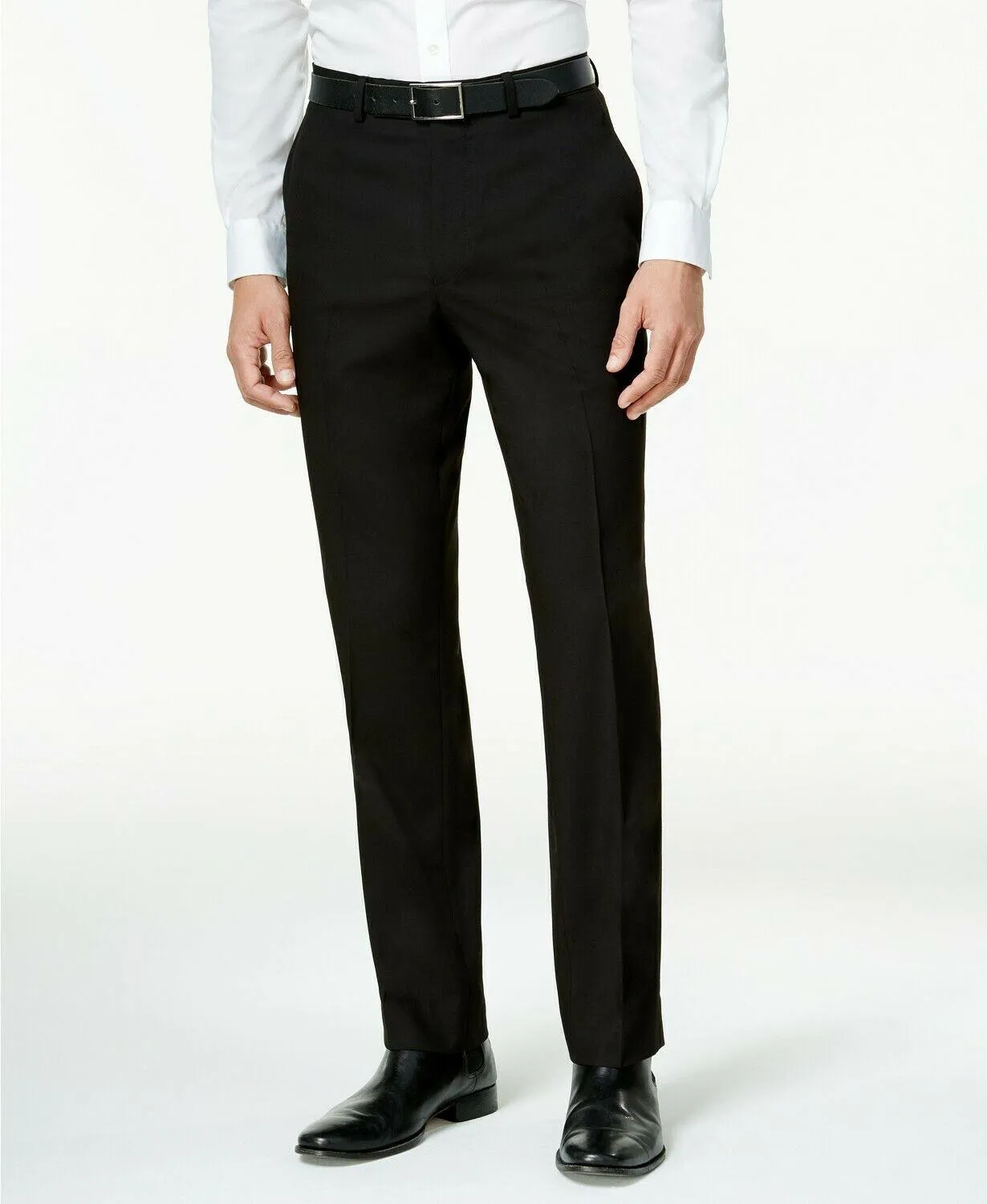 Kenneth Cole Reaction Mens Slim fit Dress Pants 36 / 32 Black Solid
