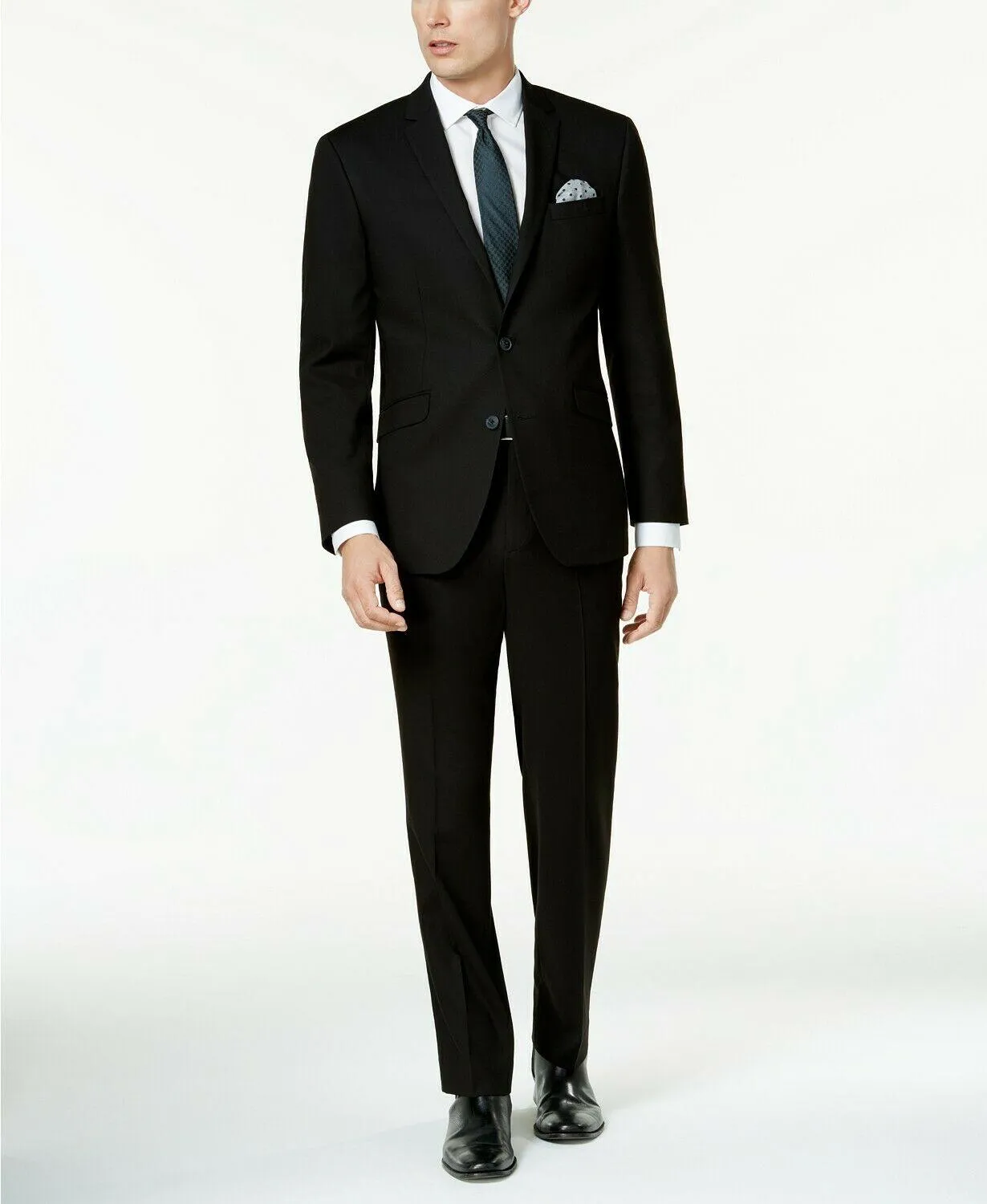 Kenneth Cole Reaction Mens Slim fit Dress Pants 36 / 32 Black Solid