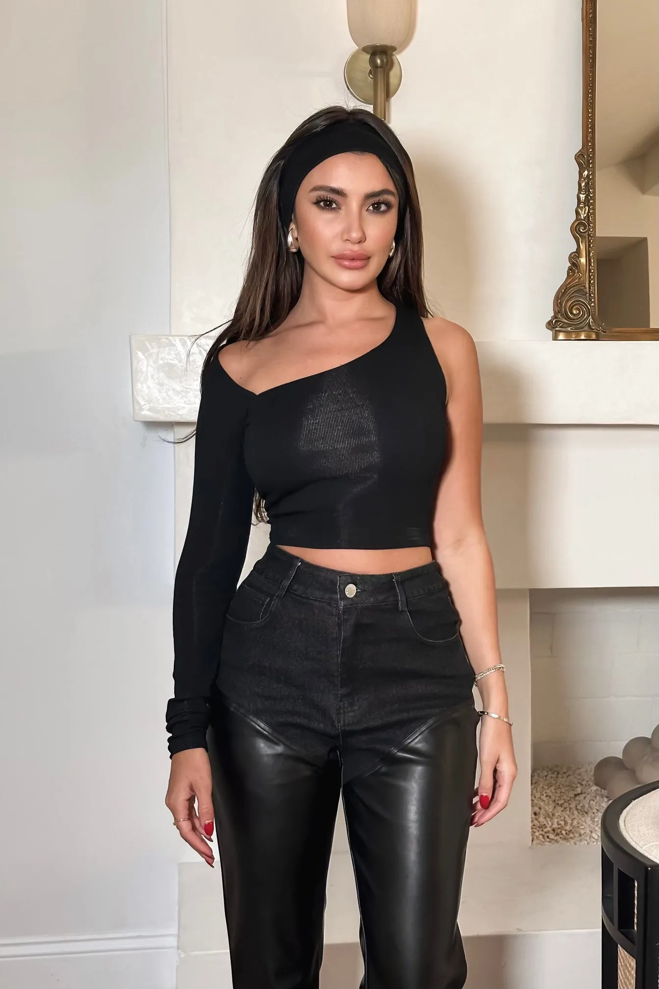 Krista Leather/Denim Pants