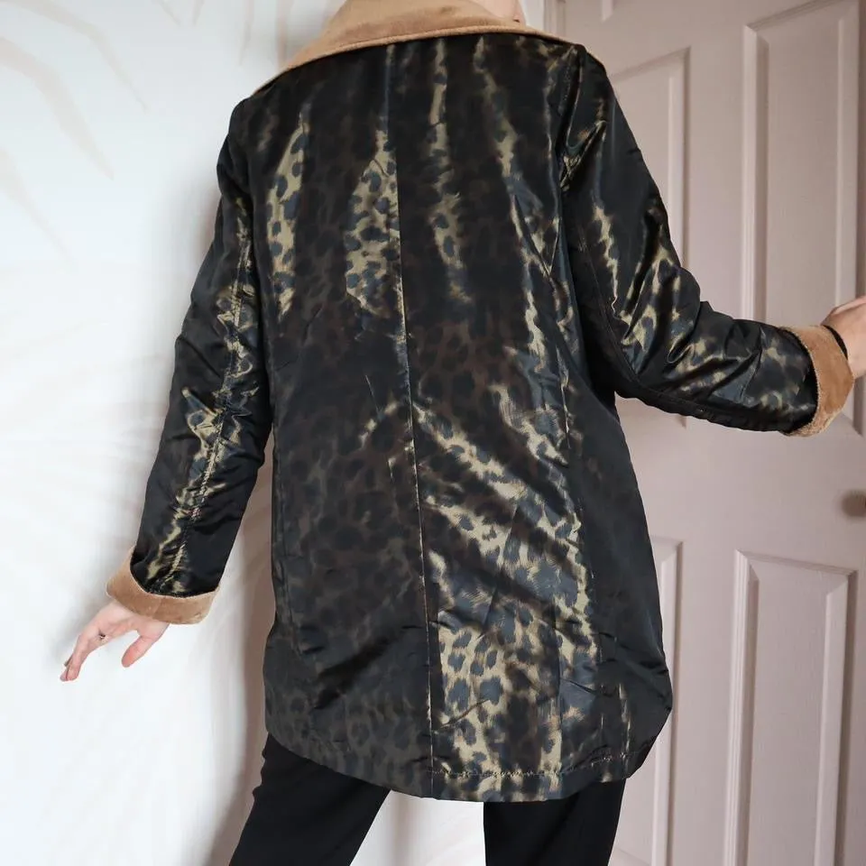 Leopard print reversible coat UK M
