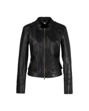 Marc Cain Leather Zip Jacket with Insert Details