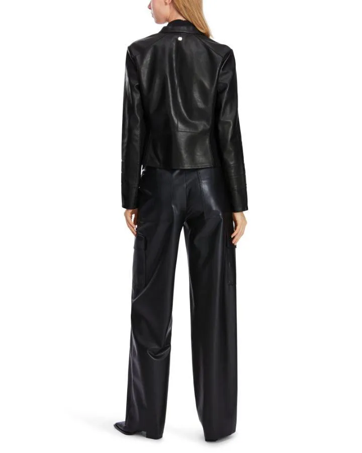 Marc Cain Leather Zip Jacket with Insert Details