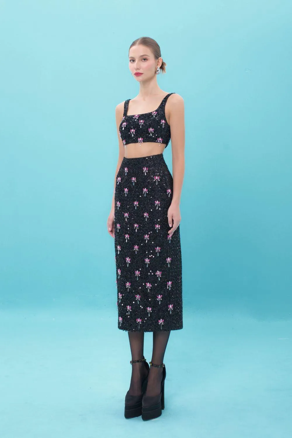 Marceline Cropped Straight Burlap Midi Set