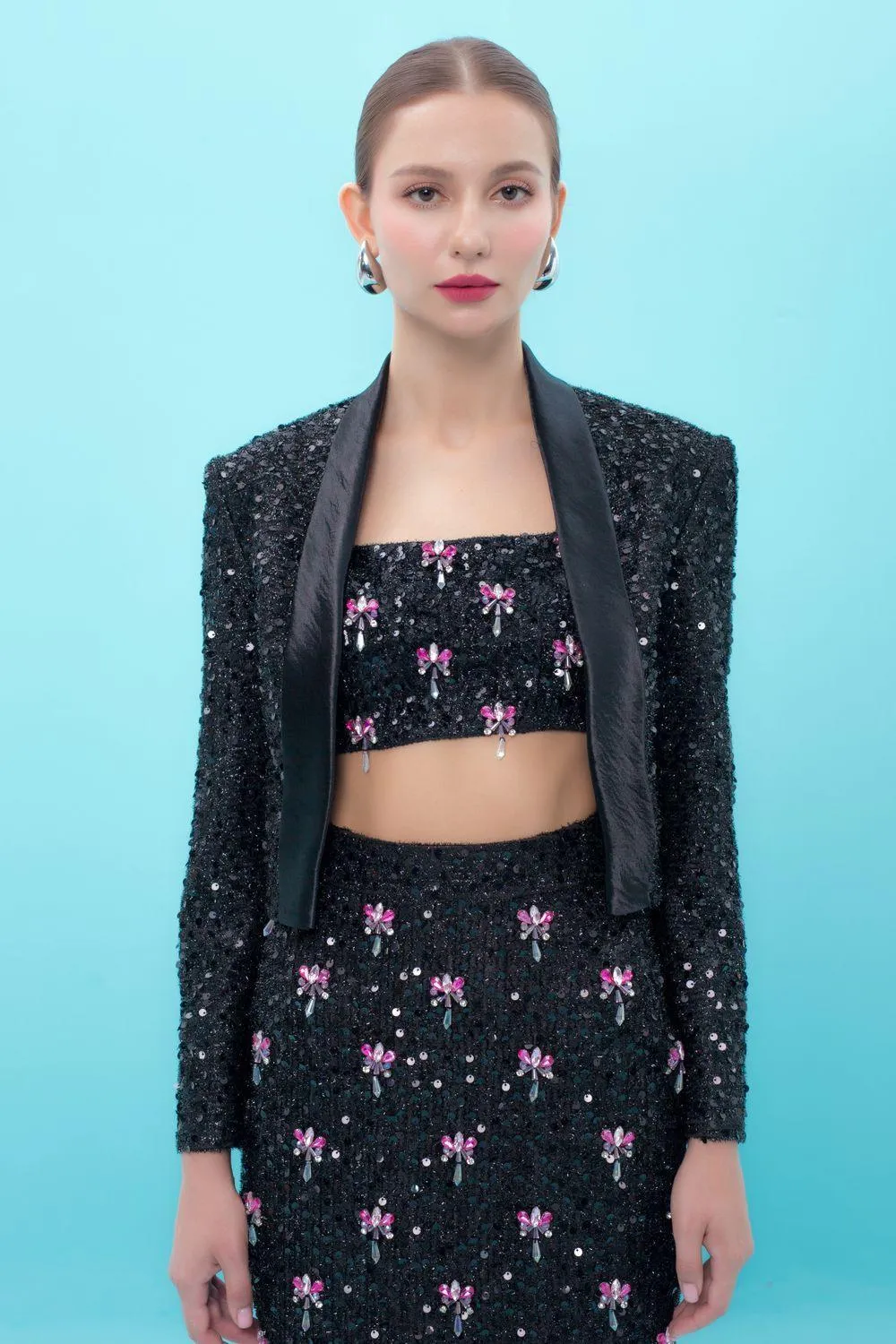 Marceline Cropped Straight Burlap Midi Set