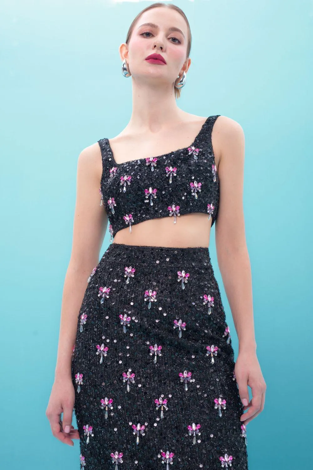 Marceline Cropped Straight Burlap Midi Set