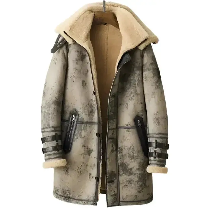 Men's B3 RAF Sheepskin Shearling Leather Long Flight Jacket