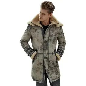 Men's B3 RAF Sheepskin Shearling Leather Long Flight Jacket