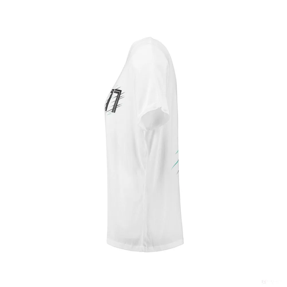 Mercedes Womens T-shirt, Valtteri Bottas 77, White, 2018