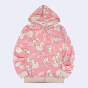 My Melody All-Over-Pattern Zip-up Hoody Jacket (Pink)