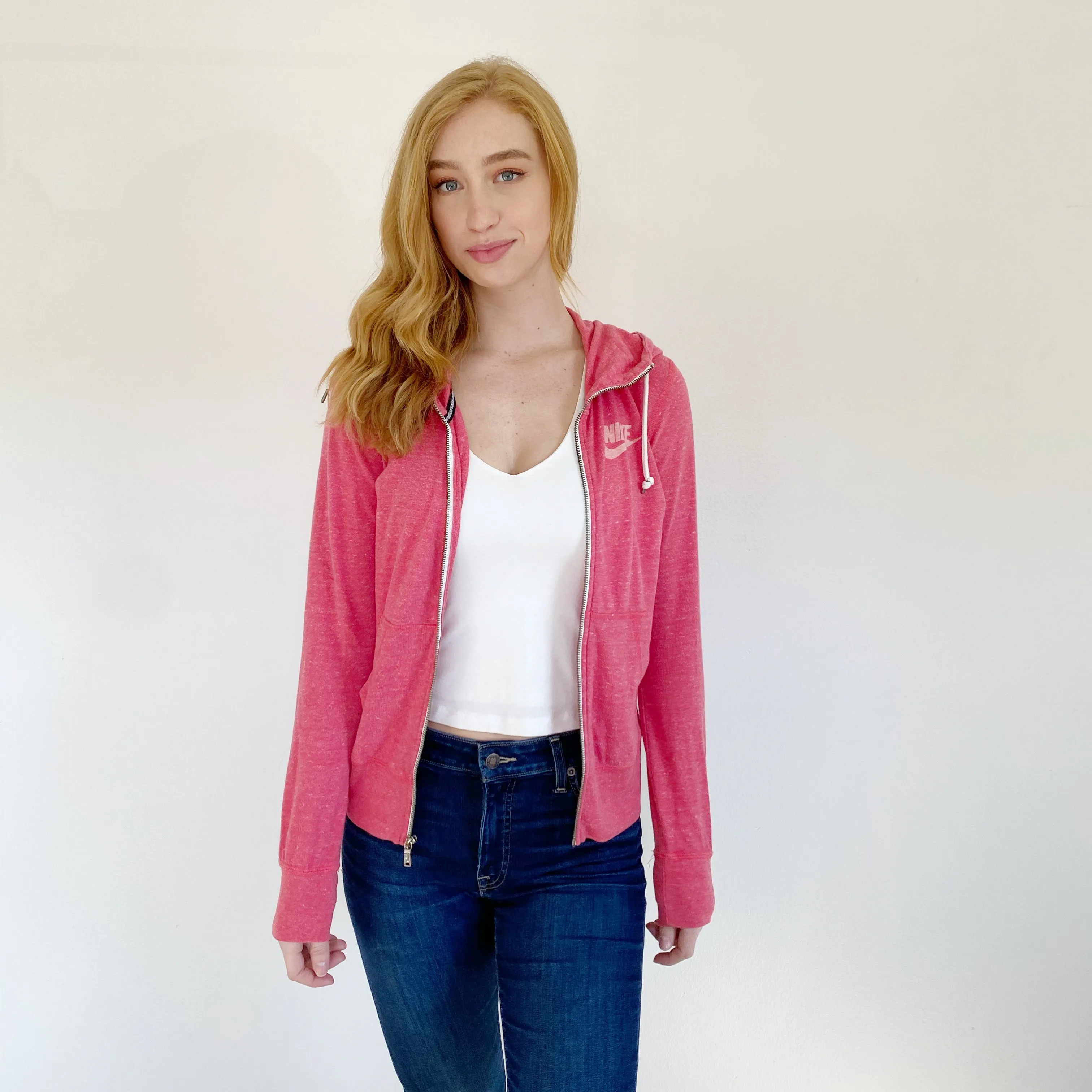 Nike Cotton Zip Pink Sweat Jacket Small