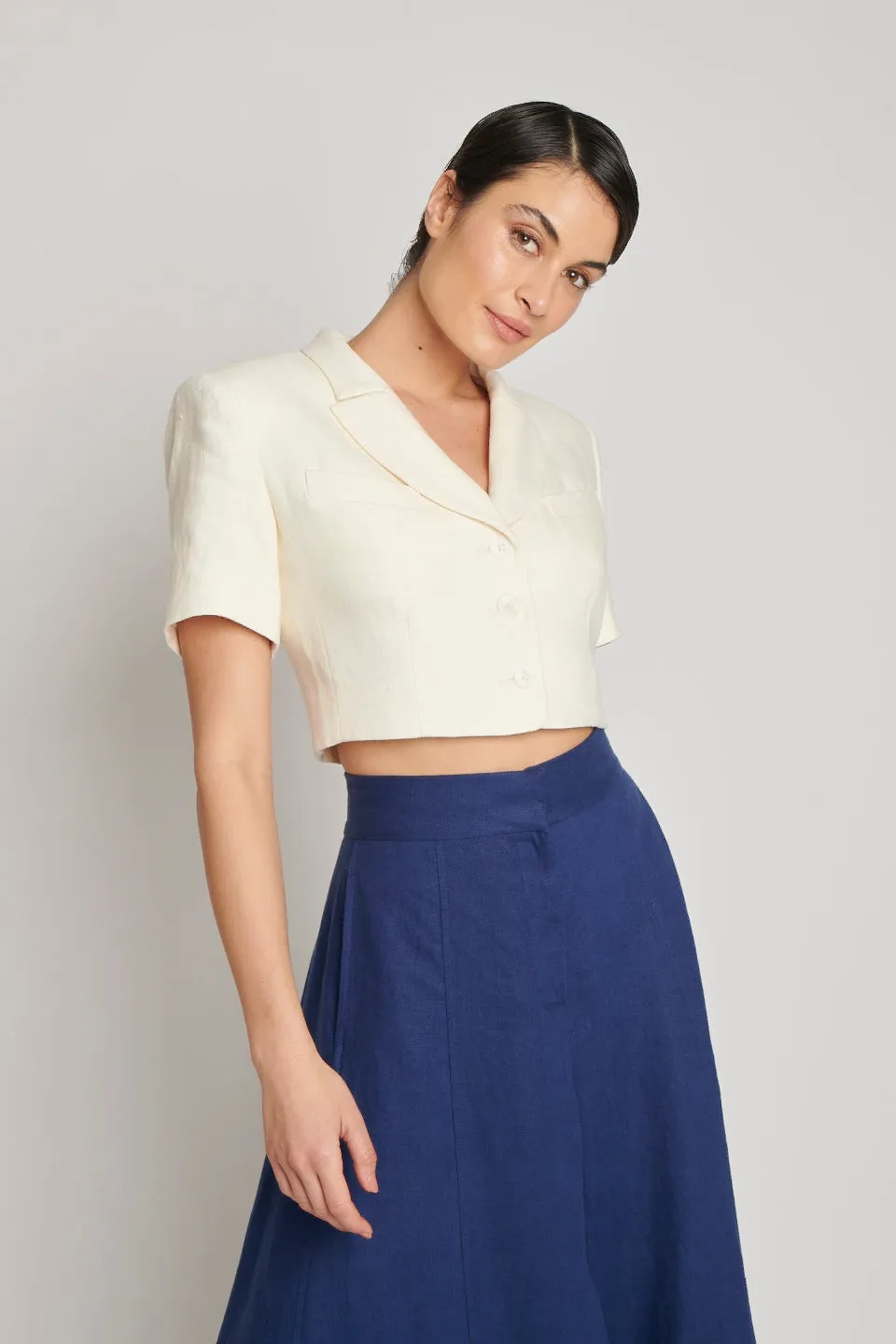 Niki Cropped Jacket - Denim